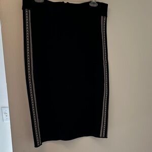 Karen Millen Elegant Black Pencil Skirt with White Detailing